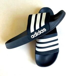 11 Adidas slides Men’s Cloudfoam Black White Striped